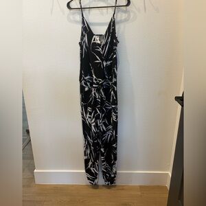 Fabletics Black and White Abstract Floral Jumpsuit
